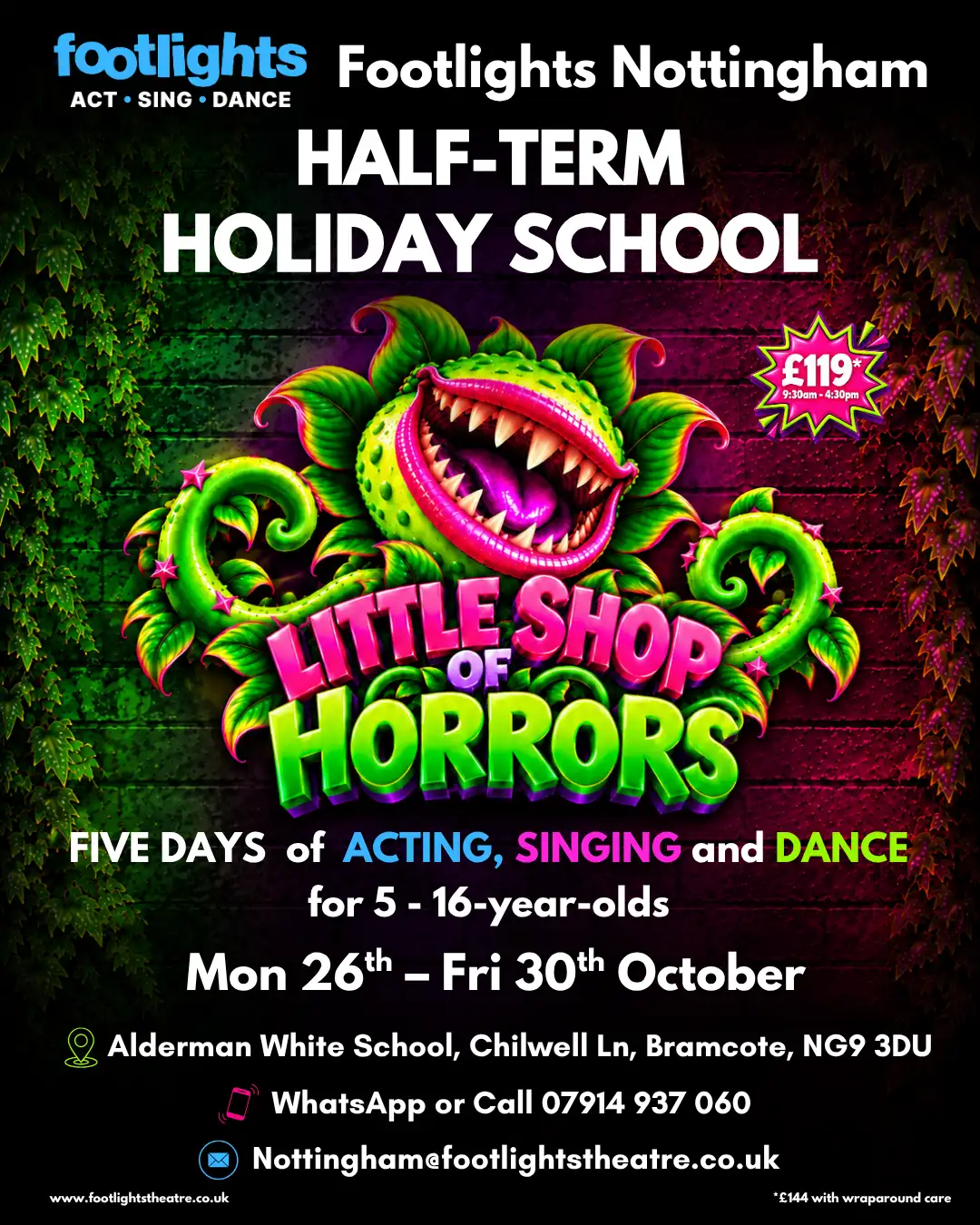 FOOTLIGHTS NOTTINGHAM HOLIDAY SCHOOL OCTOBER